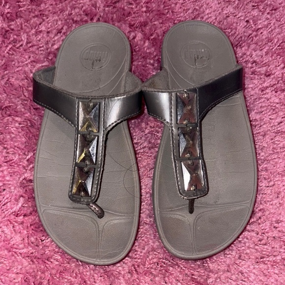 FitFlop Silver Pietra Jeweled Sandals - Picture 1 of 6